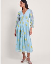 Monsoon - Martha Embellished Tea Dress Blue - Lyst