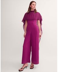 Monsoon - Valerie Cape Wide Leg Jumpsuit Purple - Lyst