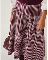 Monsoon - Agatha Check Drop Waist Midi Skirt Red - Lyst