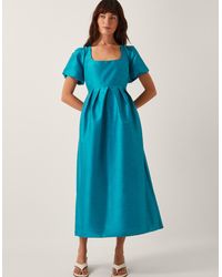 Monsoon - Sandra Puff Sleeve Midi Dress - Lyst
