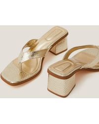 Monsoon - Tilly Toe Thong Mules Gold - Lyst