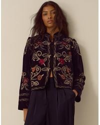 Monsoon - Frankie Floral Embroidered Velvet Jacket Black - Lyst
