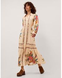 Monsoon - Rosaleigh Long Sleeve Floral Maxi Dress Cream - Lyst