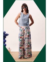 Monsoon - Frnch Egeria Tile Print Wide Leg Trousers Multi - Lyst