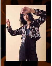 Monsoon - Clemence Rosalie Cropped Sequin Velvet Jacket Black - Lyst