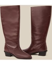 Monsoon - Indi Leather Knee High Boots Red - Lyst