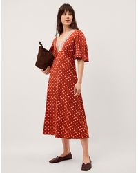 Monsoon - Peri Polka Dot Jersey Midi Dress - Lyst