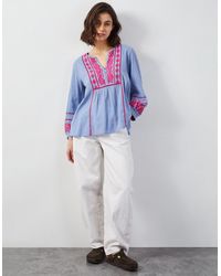 Monsoon - East Circe Paisley Embroidered Blouse Blue - Lyst