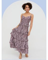 Monsoon - Raffya Tangiers Print Ruffle Maxi Dress Red - Lyst