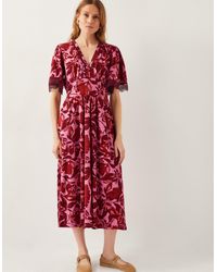 Monsoon - Aimee Floral Print Jersey Midi Dress Pink - Lyst