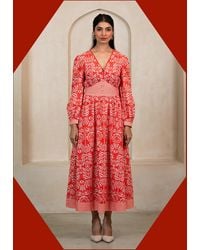Monsoon - India & Mills Pippa Tropic Midi Dress Red - Lyst