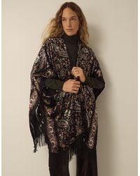 Monsoon - Regan Paisley Devoré Fringe Poncho - Lyst