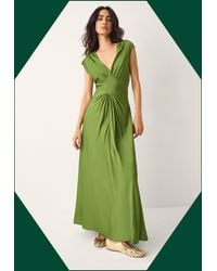 Monsoon - La Galeria Elefante Women's Green Modal Ruched Diamond Maxi Dress, Size: 8 - Lyst