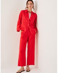 Monsoon - Jolie Regular Linen Wide Leg Trousers Orange - Lyst