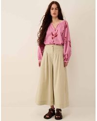 Monsoon - East Rosie Cotton Twill Trousers Green - Lyst