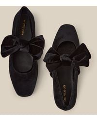 Monsoon - Jolie Velvet Mary Jane Ballet Flats Black - Lyst