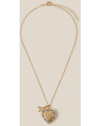 Monsoon - Initial Sparkle Heart Locket Necklace Gold - Lyst