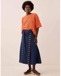 Monsoon - East Flora Pointelle Knit Tee Orange - Lyst