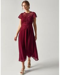 Monsoon - Monica Lace Midi Bridesmaid Dress Red - Lyst