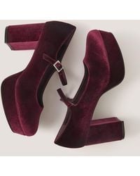 Monsoon - Polly Velvet Mary Jane Platform Heels Red - Lyst