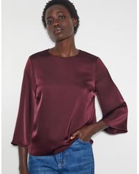 Monsoon - Ingrid Bell Sleeve Satin Top Red - Lyst