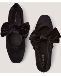 Monsoon - Jolie Velvet Mary Jane Ballet Flats Black - Lyst