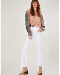 Monsoon Flared Denim Jeans With Sustainable Cotton Ivory - White
