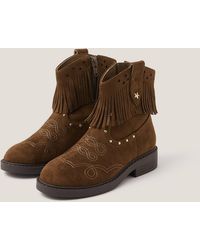 Monsoon - Fringe Faux Suede Cowboy Boots Tan - Lyst