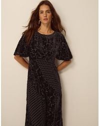 Monsoon - Women's Dark Brown Polka Dot Adeline Devoré Maxi Dress, Size: 10 - Lyst