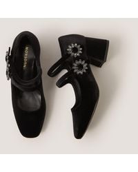 Monsoon - Symone Velvet Mary Jane Block Heels Black - Lyst