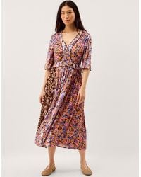 Monsoon - Ceri Floral Print Jersey Midi Dress Multi - Lyst