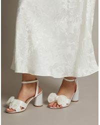 Monsoon - Kia Lace Bow Heeled Sandals Ivory - Lyst