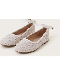 Monsoon - Daisy Embroidered Mesh Ballet Flats Pink - Lyst