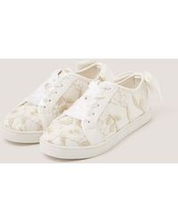 Monsoon - Floral Embroidered Trainers Ivory - Lyst