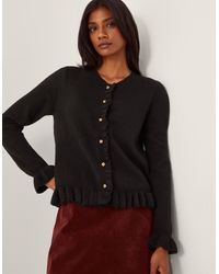 Monsoon - Rina Ruffle Cardigan Black - Lyst