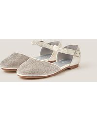 Monsoon - Diamanté Closed Toe Flats Silver - Lyst