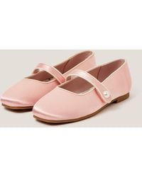 Monsoon - Pearl Strap Satin Ballet Flats Pink - Lyst