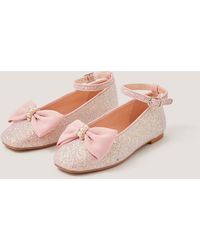 Monsoon - Bow Glitter Ballet Flats Pink - Lyst