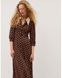 Monsoon - Janey Print Jersey Midi Dress Brown - Lyst