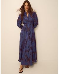 Monsoon - Glen Floral Jacquard Midi Dress Blue - Lyst