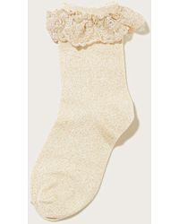 Monsoon - Sparkle Floral Lace Socks Gold - Lyst