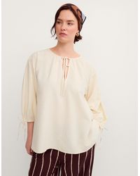 Monsoon - Callie Thorpe X Tie Linen Blend Top Natural - Lyst