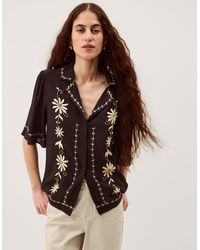 Monsoon - Wren Floral Embroidered Button Up Short Sleeve Shirt - Lyst
