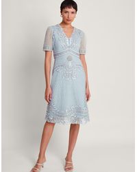 Monsoon - Siena Embroidered Dress Blue - Lyst