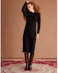 Monsoon - Cate Button Collar Midi Jumper Dress Black - Lyst