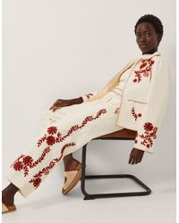 Monsoon - Emilia Floral Embroidered Jacket Ivory - Lyst