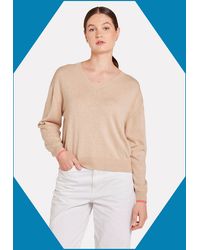 Monsoon - Wispr Sydney Sunset V-neck Jumper Camel - Lyst