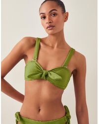 Monsoon - Alina Rib Bandeau Bikini Top Green - Lyst
