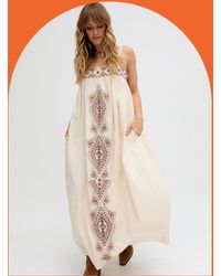 Monsoon - Raffya Sapphire Embroidered Maxi Dress Cream - Lyst