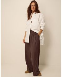 Monsoon - Jen Pinstripe Wide Leg Trousers Brown - Lyst